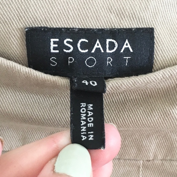Escada Sport Rudy Skirt Medium Beige Khaki Cotton Pleated Cargo Safari Pockets M - Picture 13 of 14